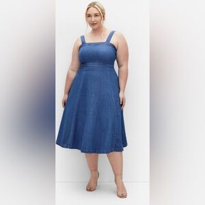 City Chic Blue Denim Midi Dress